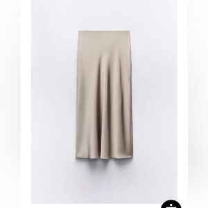 Zara Beige satin slip skirt